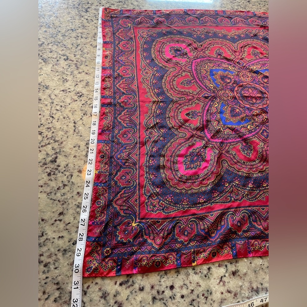 Pristine vintage 100% silk Liz Claiborne Paisley Scarf - Picture 6 of 7